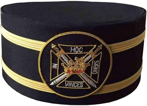 Illuminati Knights Templar Black Cap with Gold Braid